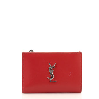 Saint Laurent Classic Monogram Zipped Bifold Wallet Leather Compact