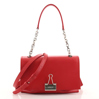 Off White Binder Clip Chain Flap Bag Leather Small