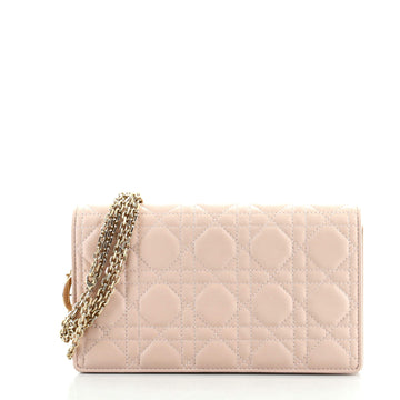 Christian Dior Lady Dior Wallet on Chain Pouch Cannage Quilt Lambskin Long