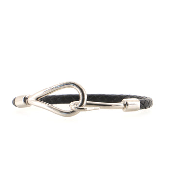 Hermes Jumbo Hook Bracelet Braided Leather and Metal