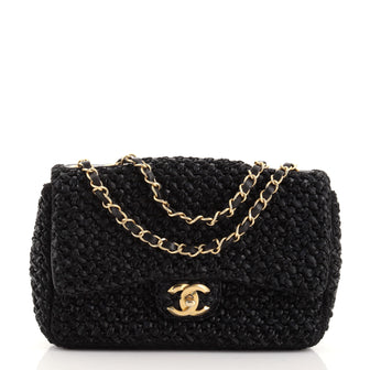 Chanel Classic Single Flap Bag Crochet Raffia Medium