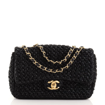 Chanel Classic Single Flap Bag Crochet Raffia Medium
