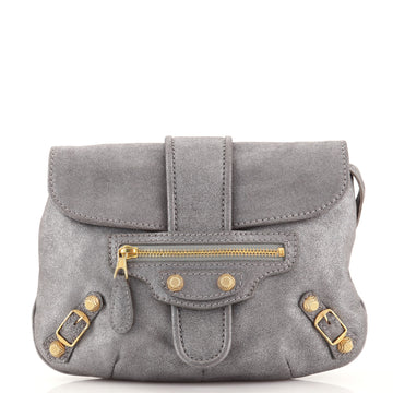 Balenciaga Flap Pouch Clutch Giant Studs Metallic Leather