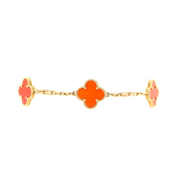 Van Cleef & Arpels Vintage Alhambra 5 Motifs Bracelet 18K Yellow Gold and Carnelian