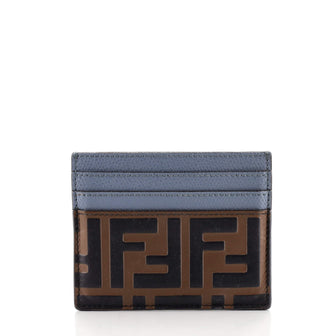 Fendi Card Holder Zucca Embossed Leather