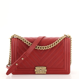 Chanel Boy Flap Bag Chevron Caviar New Medium