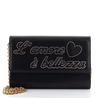 Dolce & Gabbana L'Amore Bellezza Wallet on Chain Leather with Lizard Embossed Applique