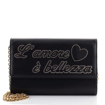 Dolce & Gabbana L'Amore Bellezza Wallet on Chain Leather with Lizard Embossed Applique