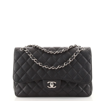Chanel Classic Double Flap Bag Quilted Caviar Jumbo