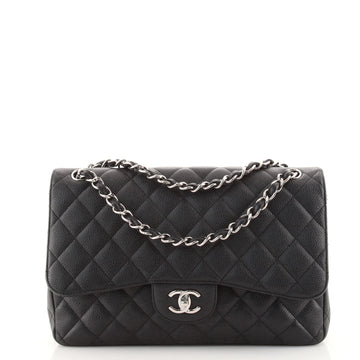 Chanel Classic Double Flap Bag Quilted Caviar Jumbo