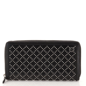 Gucci Interlocking G Zip Around Wallet Diamante Studded Leather Long