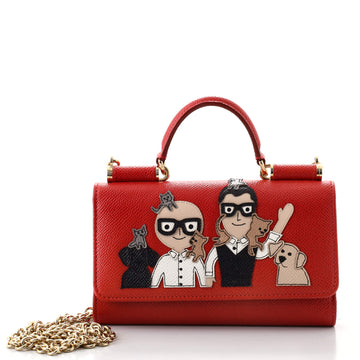 Dolce & Gabbana Sicily Wallet on Chain Leather with Applique Mini