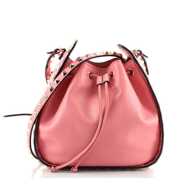 Valentino Rockstud Drawstring Bucket Bag Leather Small