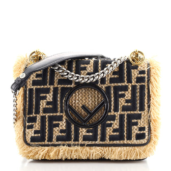 Fendi Kan I F Shoulder Bag Embroidered Raffia Small