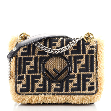 Fendi Kan I F Shoulder Bag Embroidered Raffia Small