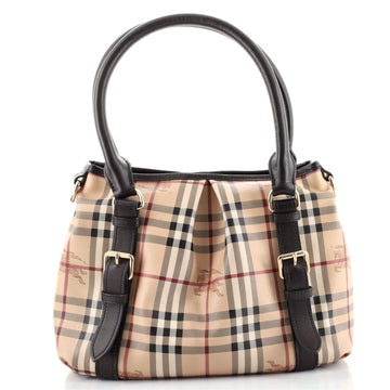 Burberry Northfield Convertible Tote Haymarket Coated Canvas Small