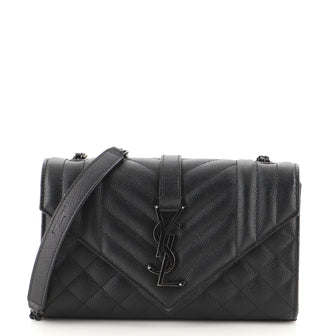 Saint Laurent Classic Monogram Envelope Satchel Quilted Leather Small