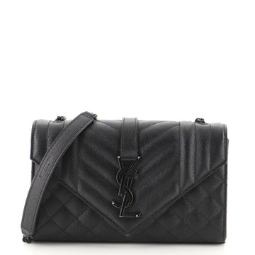 Saint Laurent Classic Monogram Envelope Satchel Quilted Leather Small