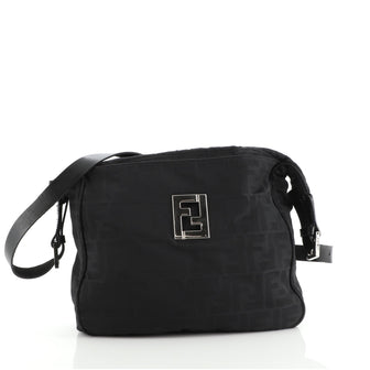 Fendi Vintage FF Zip Shoulder Bag Zucchino Canvas Medium