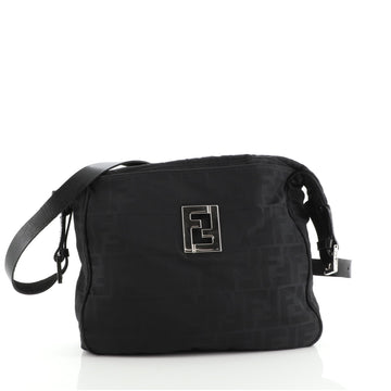 Fendi Vintage FF Zip Shoulder Bag Zucchino Canvas Medium