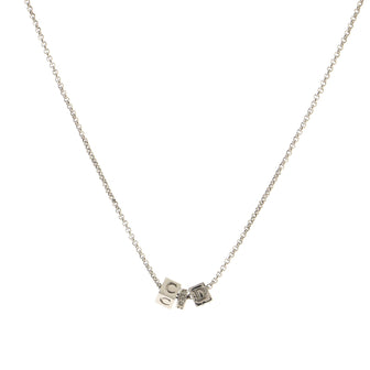 Christian Dior CD Cube Charms Pendant Necklace Metal with Crystals