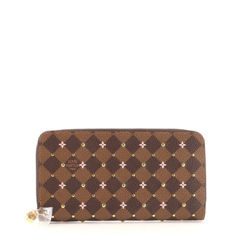 Louis Vuitton Zippy Wallet Flower Printed Studded Damier