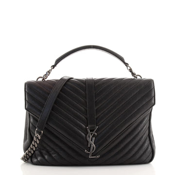 Saint Laurent Classic Monogram College Bag Matelasse Chevron Leather Large