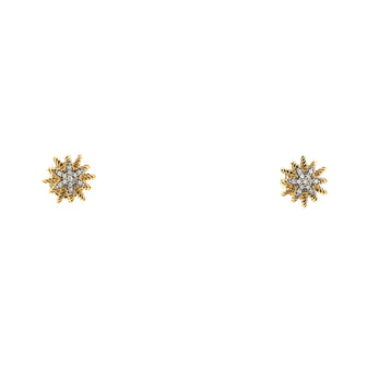 David Yurman Starburst Stud Earrings 18K Yellow Gold with Diamonds Petite