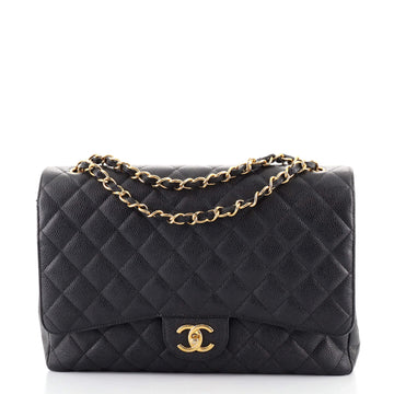 Chanel Classic Double Flap Bag Quilted Caviar Maxi