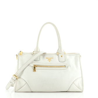 Prada Front Zip Convertible Satchel Vitello Phenix Medium