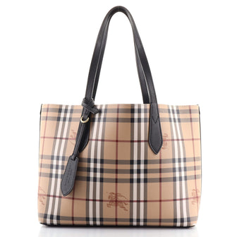 Burberry Reversible Tote Haymarket Coated Canvas and Leather Medium