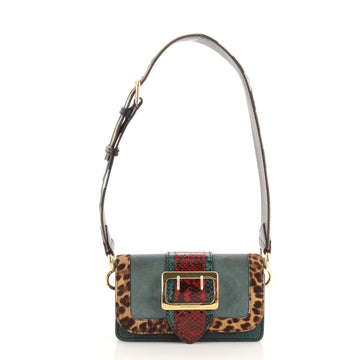 Burberry Patchwork Buckle Flap Bag Snakeskin with Leather Small