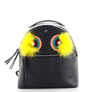 Fendi Monster Backpack Leather and Fur Medium