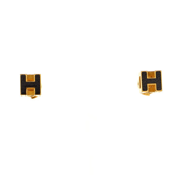 Hermes Cage d'H Stud Earrings Plated Metal with Enamel