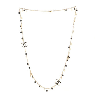 Chanel CC Coco Long Necklace Metal with Faux Pearl and Beads