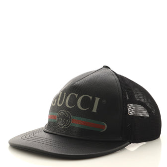 Gucci Logo Baseball Cap Printed Leather