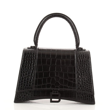 Balenciaga Hourglass Top Handle Bag Crocodile Embossed Leather Medium