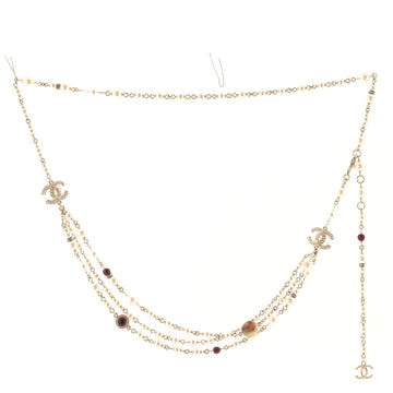 Chanel CC Fancy Multi Chain Belt Metal with Faux Pearls, Beads and Crystals