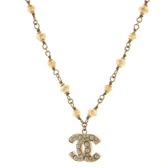 Chanel CC Long Necklace Faux Pearls and Metal
