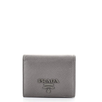 Prada Monochrome Compact Flap Wallet Saffiano Leather