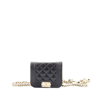 Chanel Boy Flap Chain Belt Bag Quilted Caviar