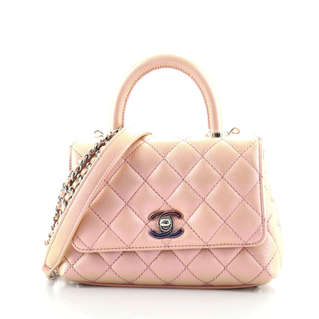 Chanel Coco Top Handle Bag Quilted Iridescent Caviar with Gradient Hardware  Extra Mini Multicolor 1027951