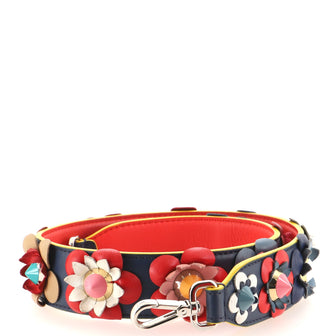 Fendi Flowerland Strap You Shoulder Strap Studded Leather