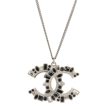 Chanel CC Long Pendant Necklace Crystal Embellished Metal and Enamel