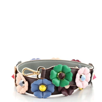 Fendi Flowerland Strap You Shoulder Strap Studded Leather