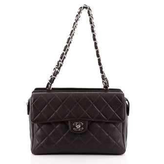Chanel Vintage Classic Flap Shopping Tote Quilted Caviar Medium