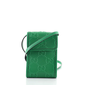 Gucci Flap Crossbody Bag GG Embossed Perforated Leather Mini