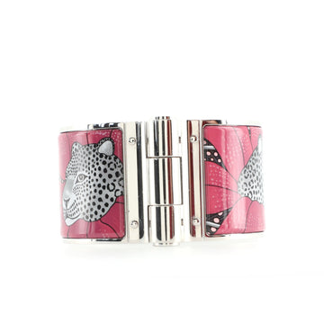 Hermes Hinged Bracelet Metal and Printed Enamel Extra Wide