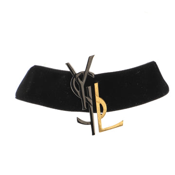 Saint Laurent Deconstructed Monogram Choker Necklace Velvet with Metal