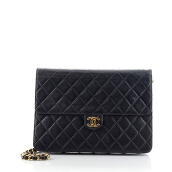 Chanel Vintage Clutch with Chain Quilted Leather Medium